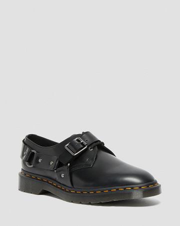 Dr Martens Henree Polished Smooth Læder Spænde Sko Herre Sort | DK 578UZG